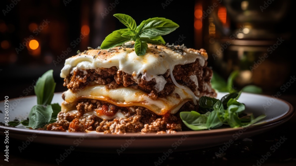 Lasagna bolognese. Illustration AI Generative.