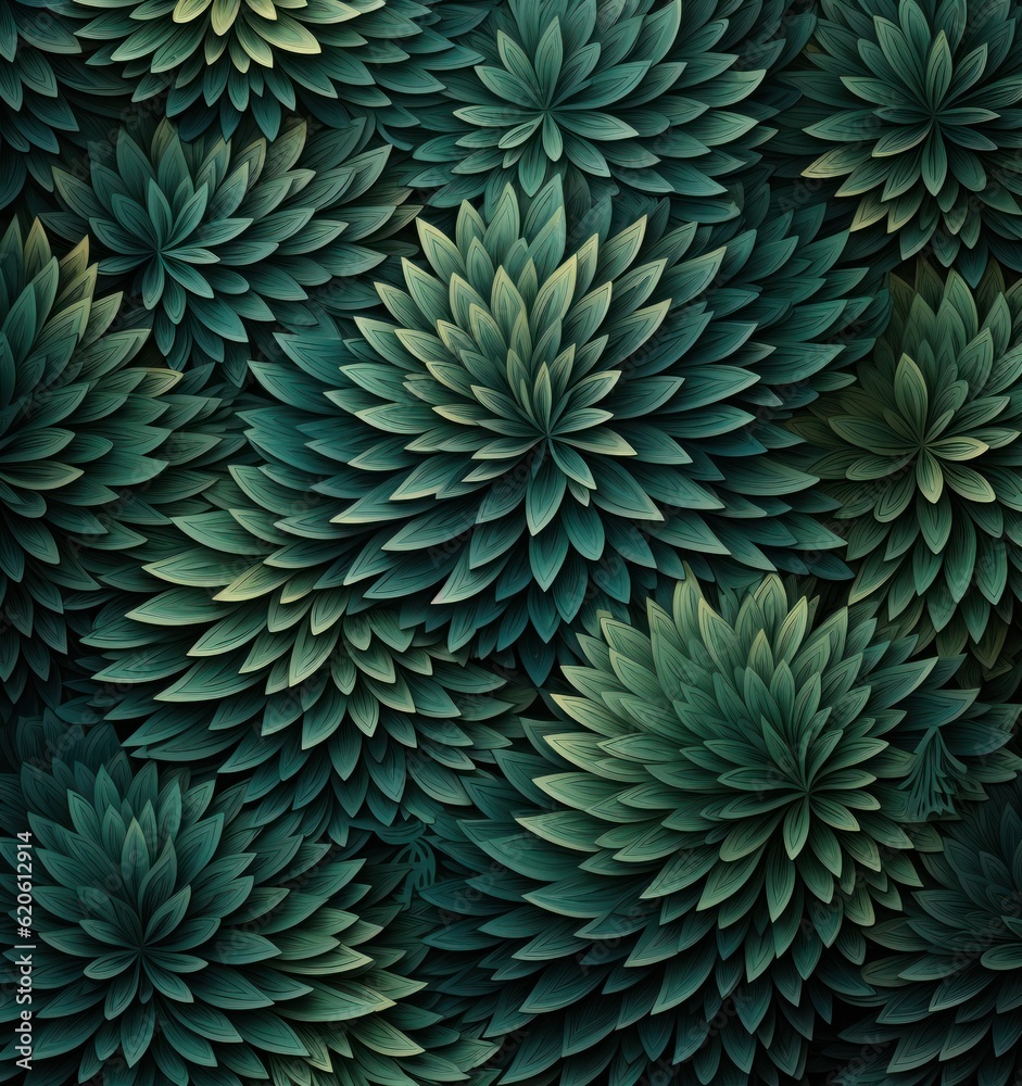 Dark green fir background. Illustration AI Generative.