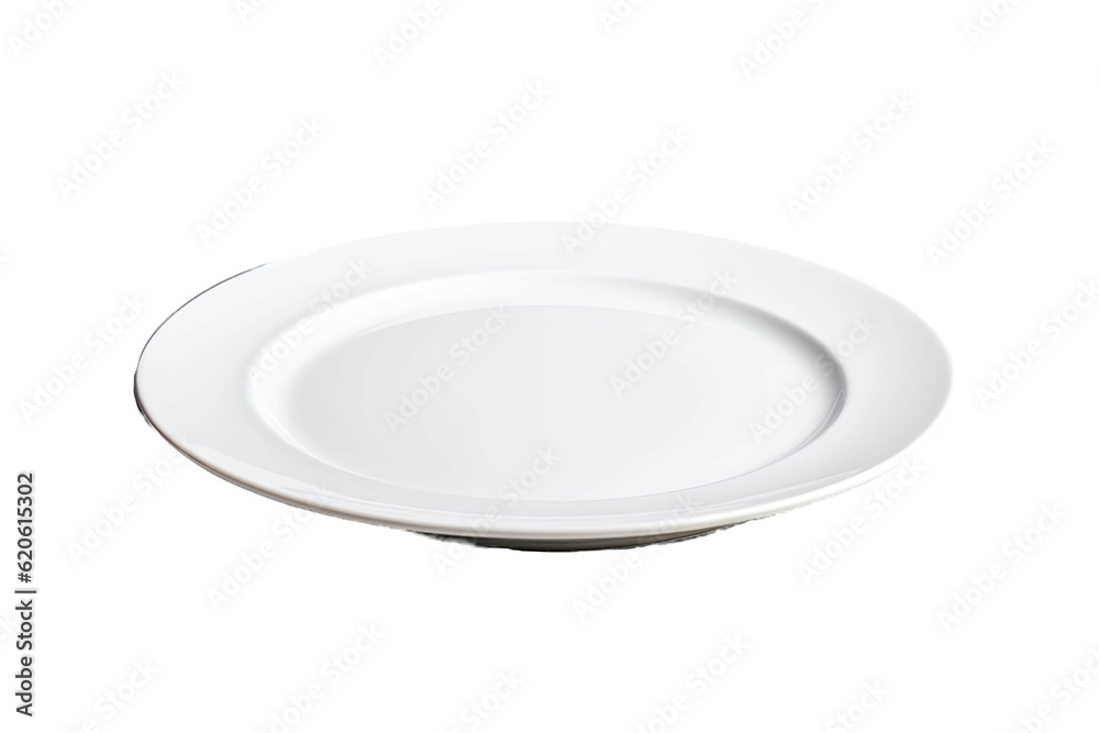 A transparent background showcases a plate that is devoid of any food.