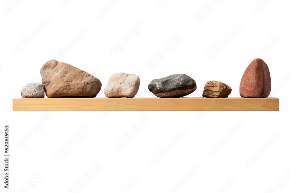 A product display composed of a rock shelf is depicted in a photograph. The picture shows the natura