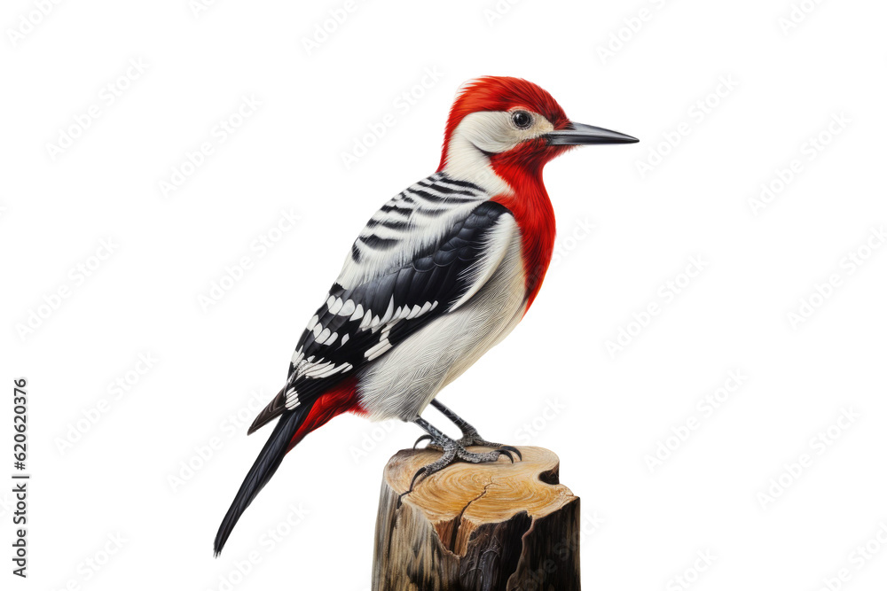 Woodpecker standing alone on a plain transparent background.