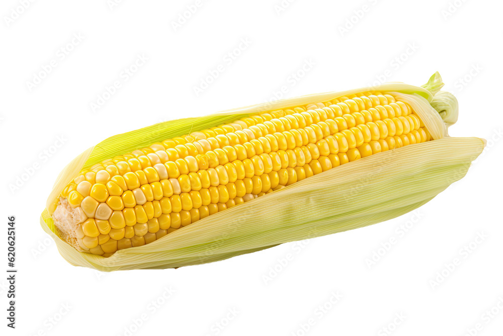 Fresh corn on a transparent background, separated with a clipping path.