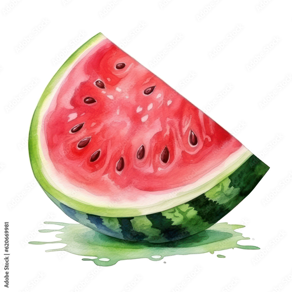 Watercolor watermelon isolated. Illustration AI Generative.