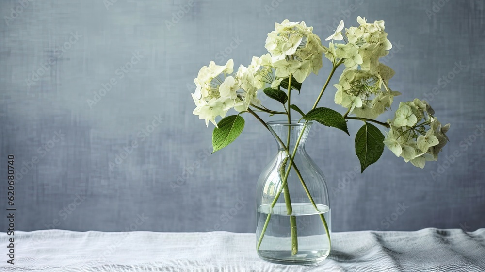  a glass vase filled with yellow flowers on top of a white table cloth on a wooden tablecloth covere