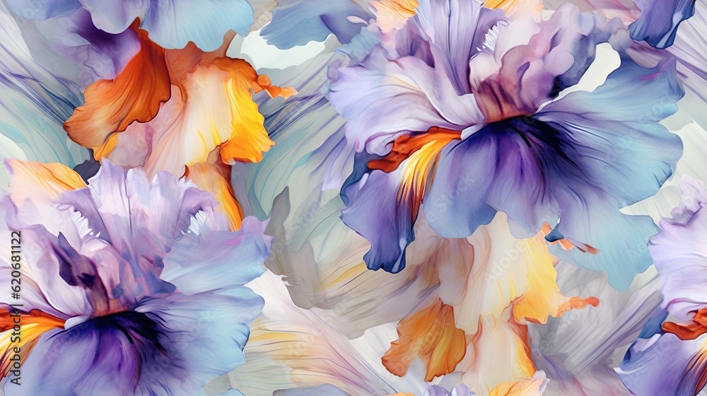  a close up of a bunch of flowers on a white background with blue and yellow flowers in the middle o