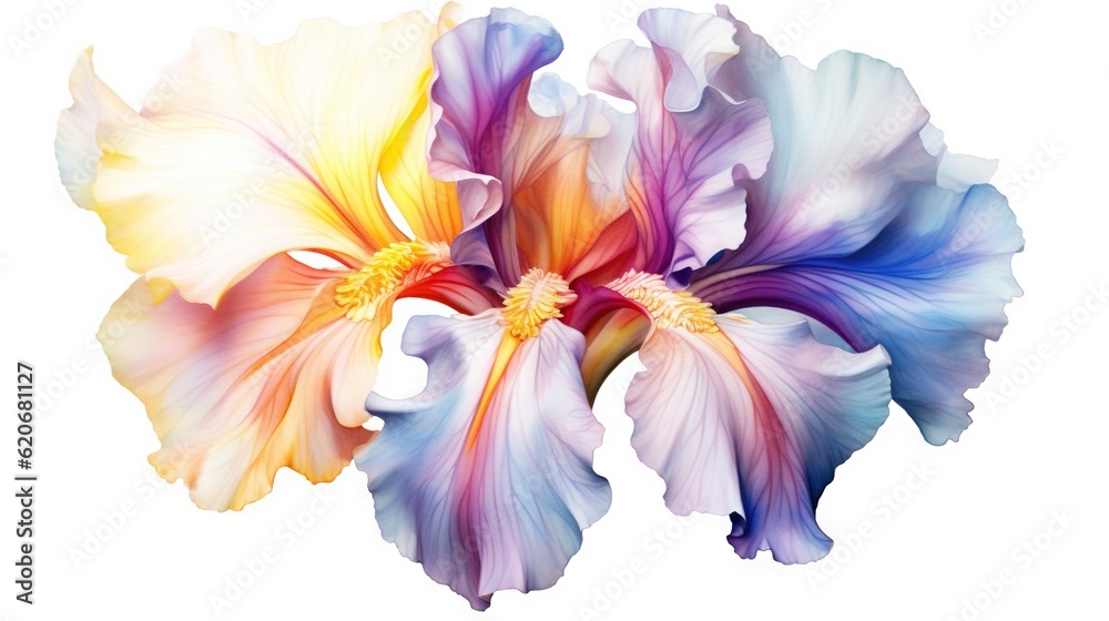  a pair of colorful flowers on a white background with a white background behind it and a white back