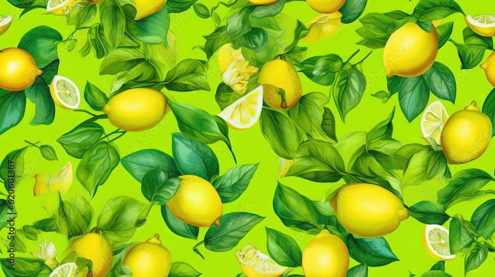  a lot of lemons and leaves on a green background with a lot of lemons and leaves on a green backgro