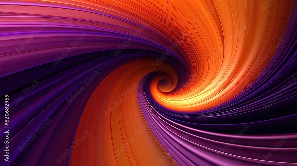  an abstract background with a spiral design in orange, purple, and yellow colors with a black backg