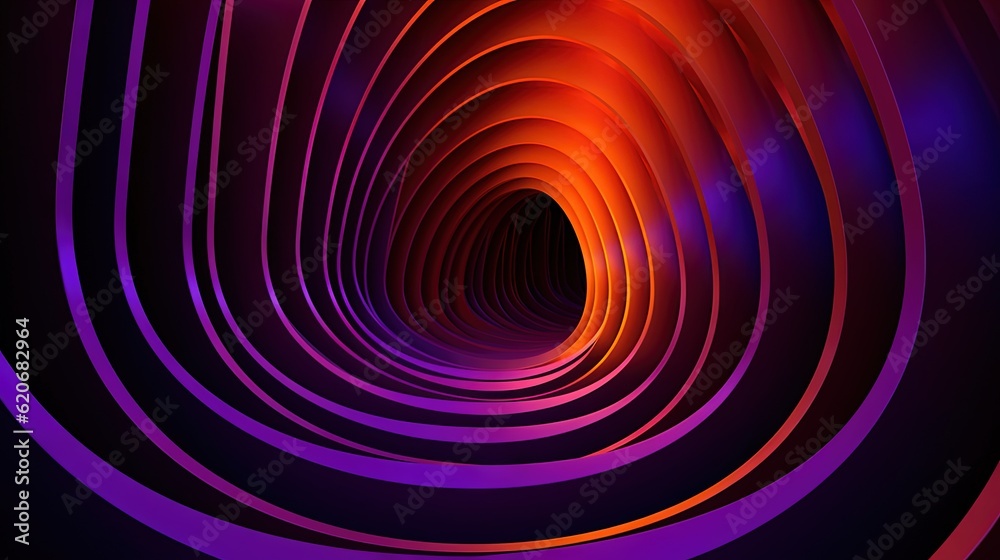  a tunnel of purple and red lights with a black background and a red and purple light at the end of 