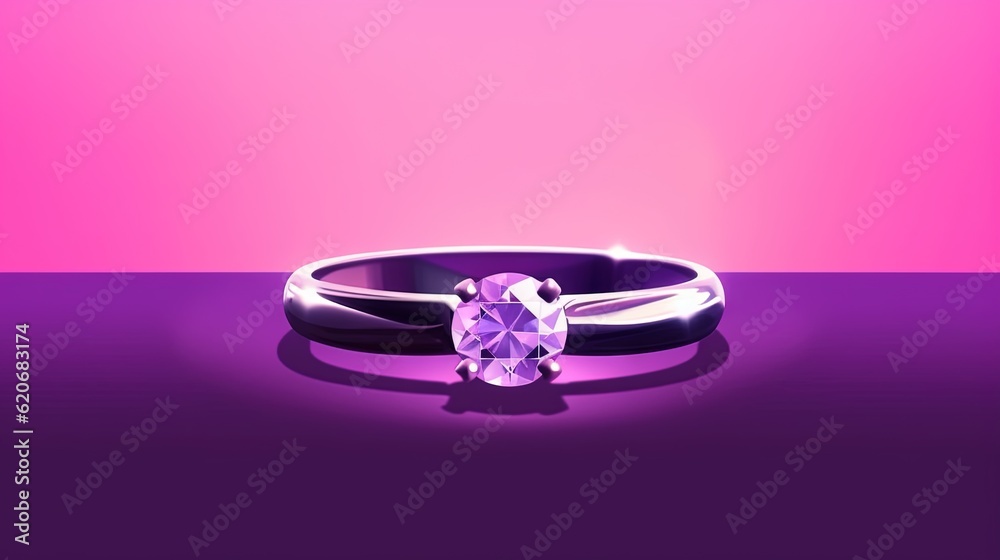  a ring with a pink diamond on a purple and pink background with a pink hued background and a pink a