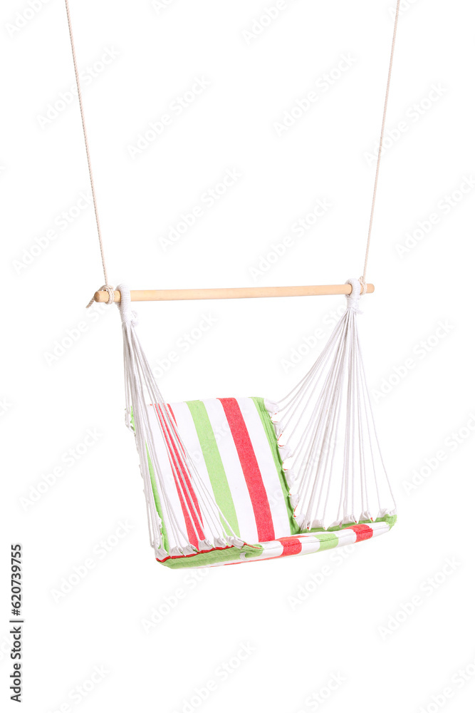 Cozy striped hammock isolated on white background