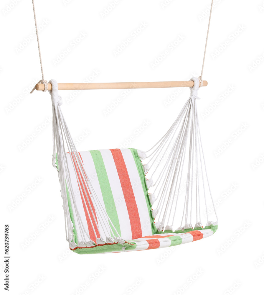 Cozy striped hammock isolated on white background