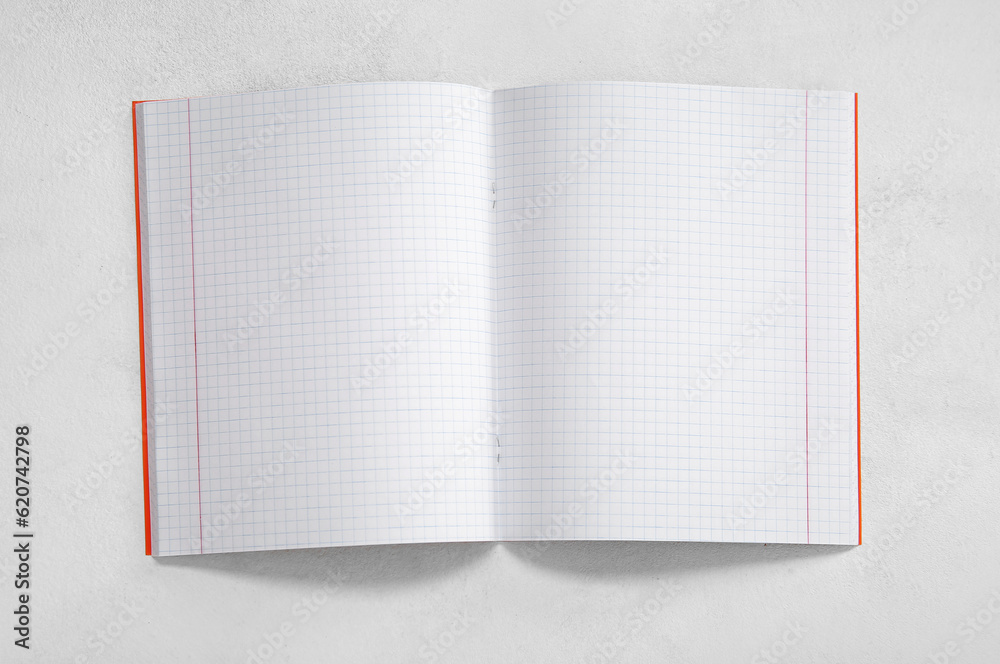 Open new notebook on white background