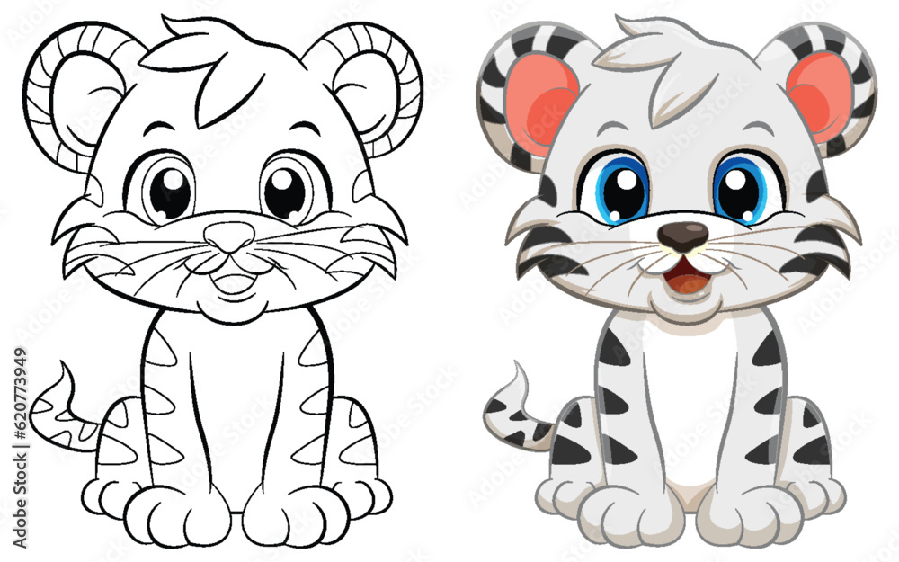 Coloring Page Outline of Cute Tiger