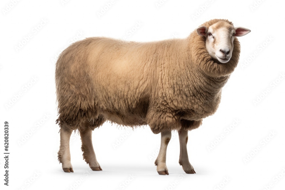 A Sheep, North country cheviot sheep breed isolated on white background. Generative AI