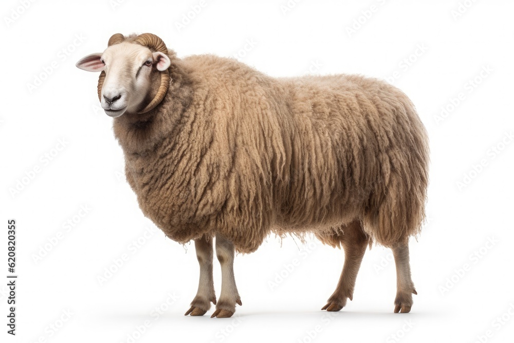 A Sheep, North country cheviot sheep breed isolated on white background. Generative AI