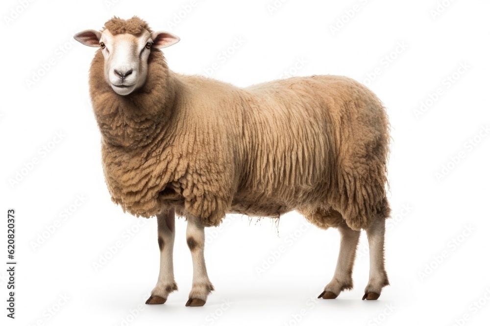 A Sheep, North country cheviot sheep breed isolated on white background. Generative AI