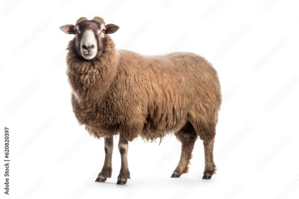 A Sheep, North country cheviot sheep breed isolated on white background. Generative AI