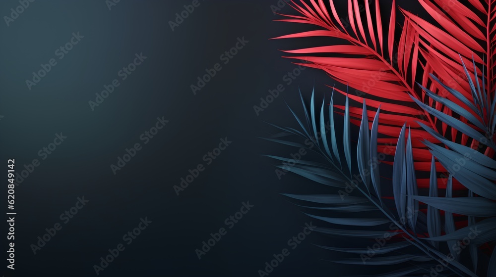 An abstract modern background features a stylized palm design, awash in a unique color blend of stri