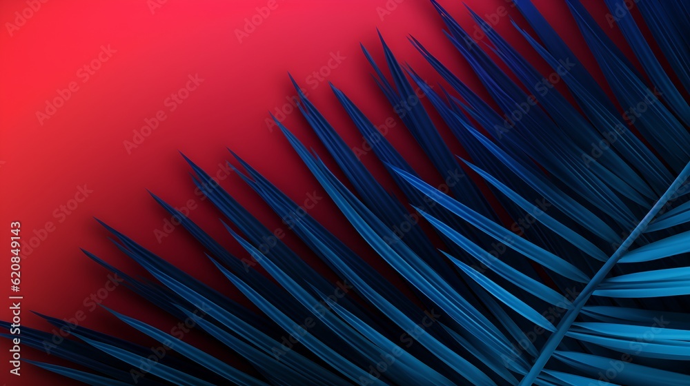 An abstract modern background features a stylized palm design, awash in a unique color blend of stri