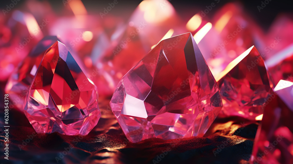 Amazing bright and shiny Rhodochrosit crystal cluster background. Jewel mineral detailed macro. Gene