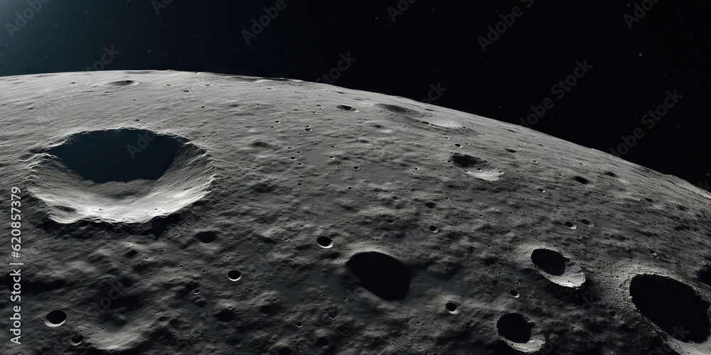 Moon surface with craters and space background. Universe beauty. Generatie AI