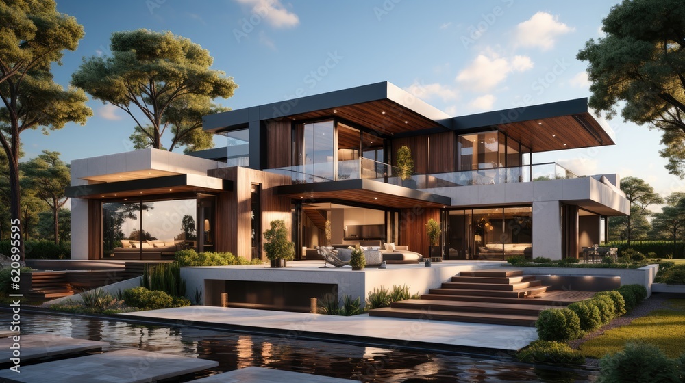 Residential architecture exterior, Design house, Modern minimalist private houses.