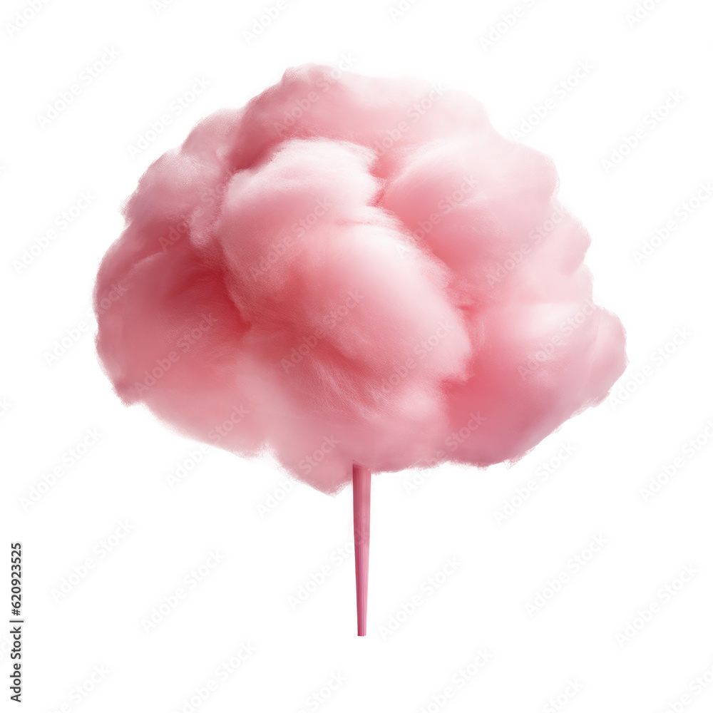 Pink cotton candy isolated. Illustration AI Generative.