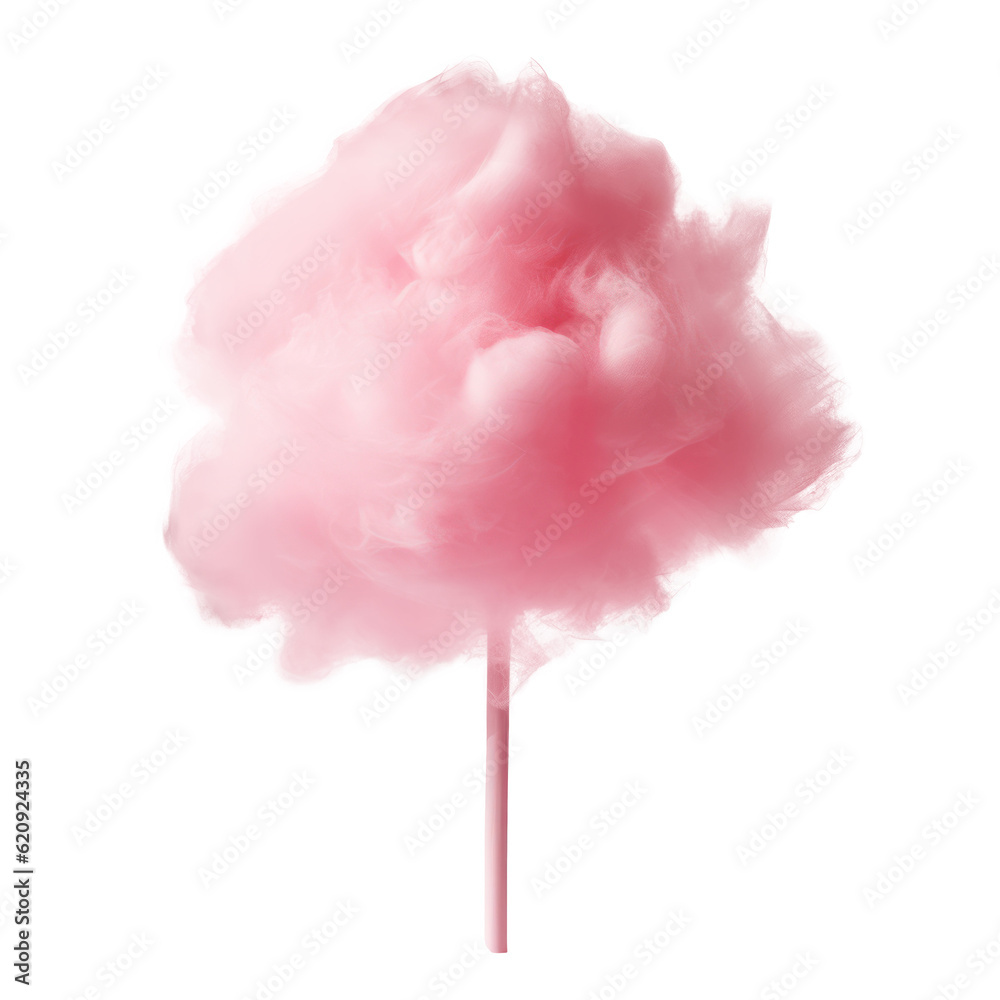 Pink cotton candy isolated. Illustration AI Generative.