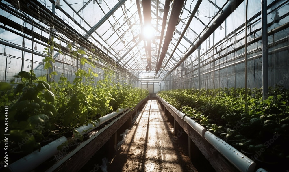 greenhouse interior with plants