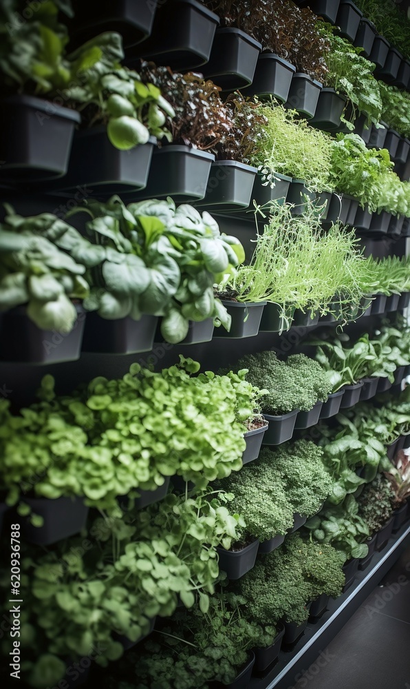 rows of vegetables in a greenhouse