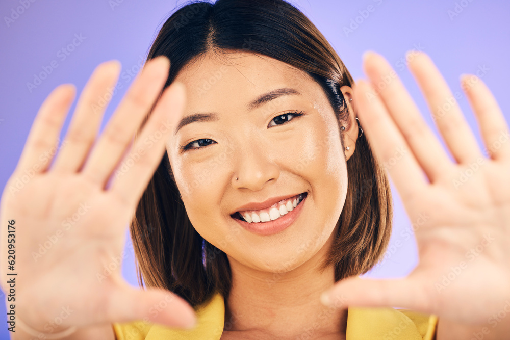 High five, hands and portrait of woman with support, care or gesture for motivation, success and hap