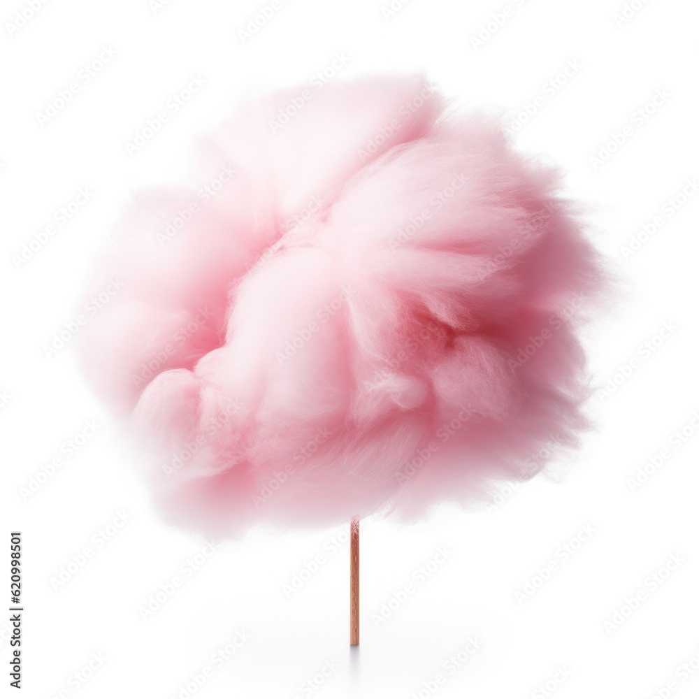 Pink cotton candy isolated. Illustration AI Generative.