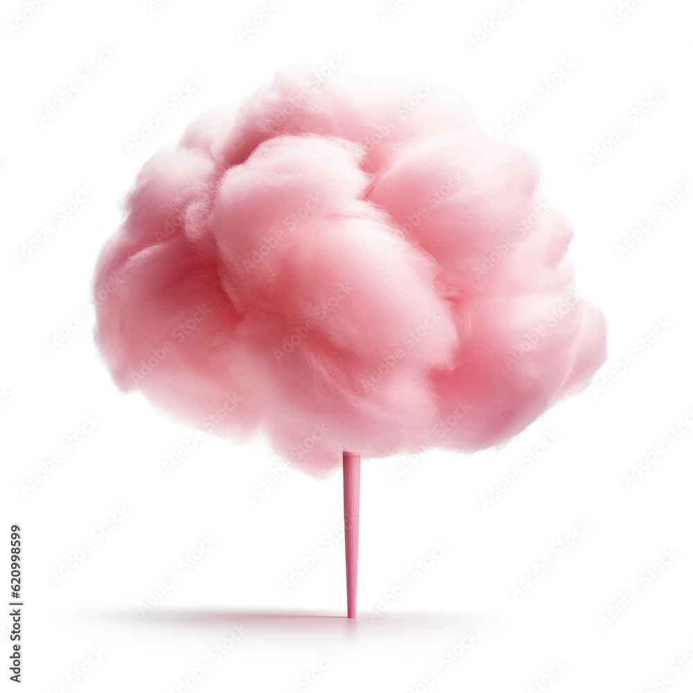 Pink cotton candy isolated. Illustration AI Generative.