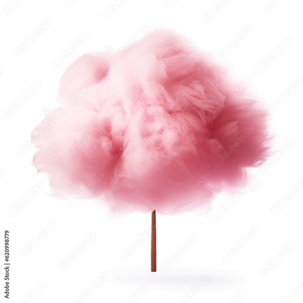 Pink cotton candy isolated. Illustration AI Generative.