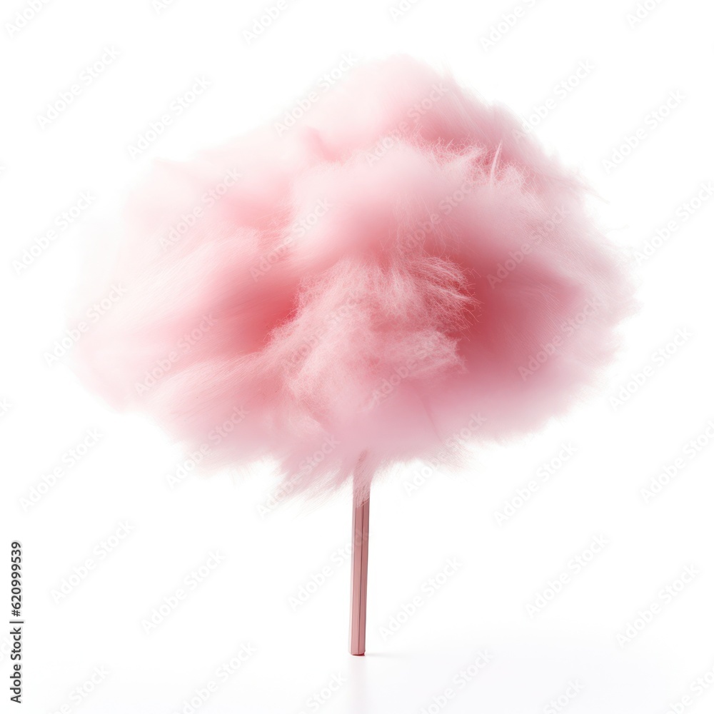 Pink cotton candy isolated. Illustration AI Generative.