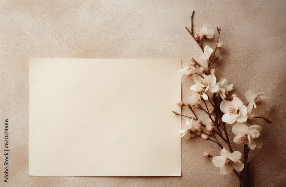 Empty note card natural background. Illustration AI Generative.