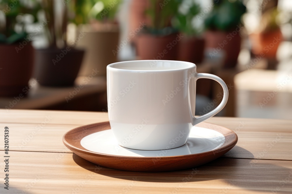 White mug mockup. Illustration AI Generative.