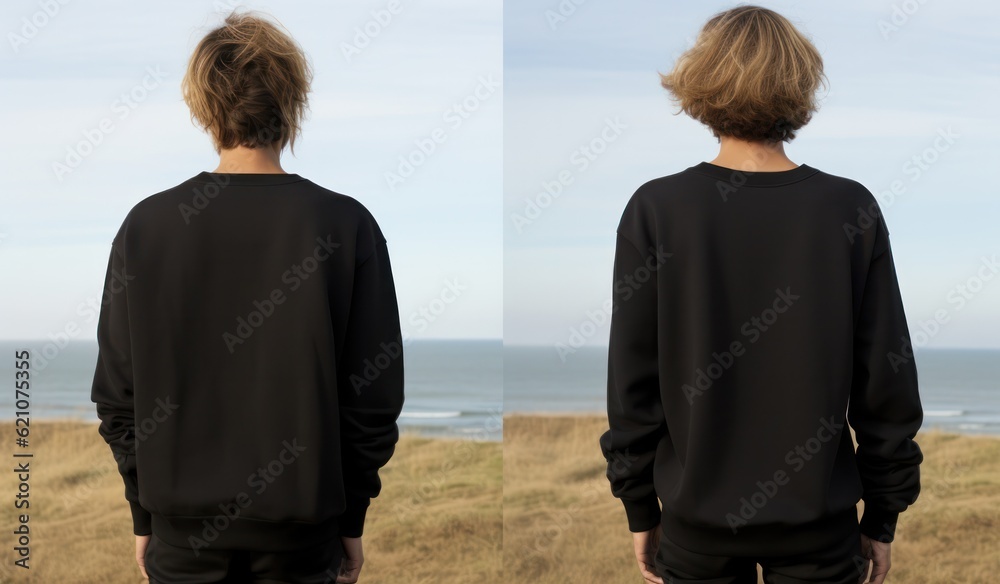 Black pullover mockup. Illustration AI Generative.