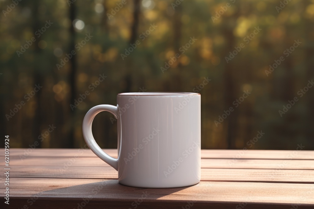 White mug mockup. Illustration AI Generative.