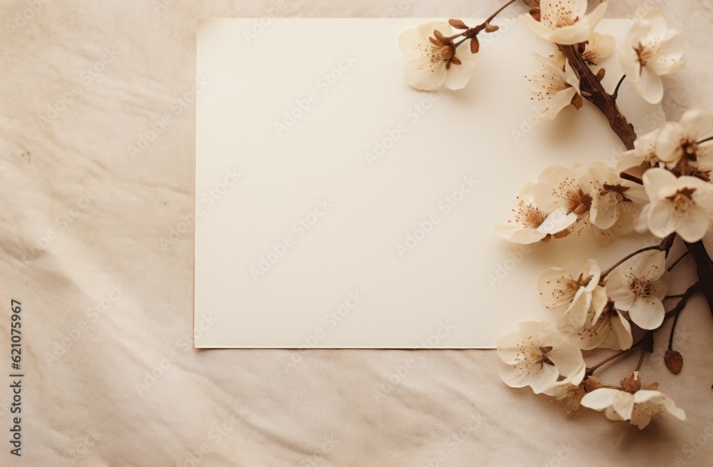 Empty note card natural background. Illustration AI Generative.