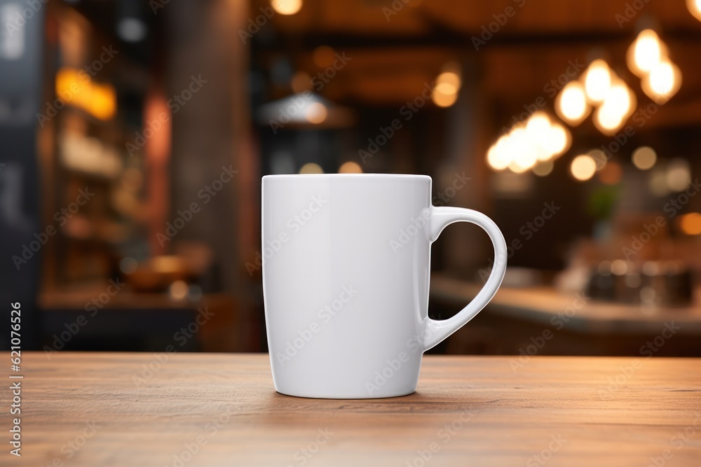 White mug mockup. Illustration AI Generative.