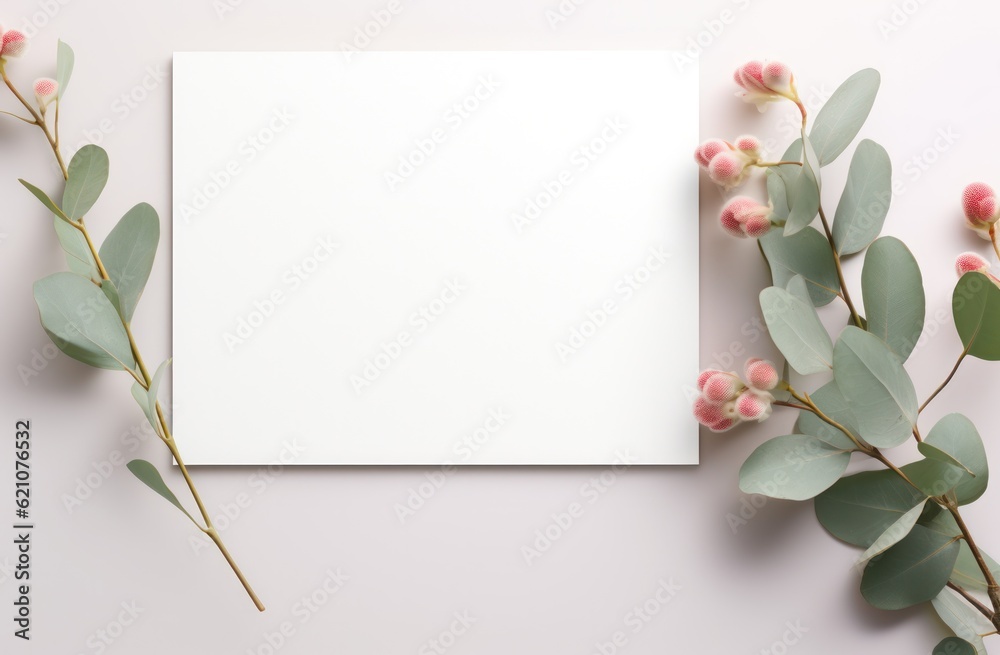 Empty note card natural background. Illustration AI Generative.