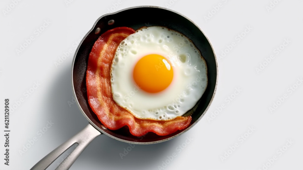 fried egg on a frying pan HD 8K wallpaper Stock Photographic Image