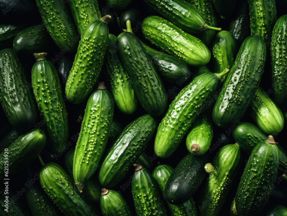 Green cucumbers background