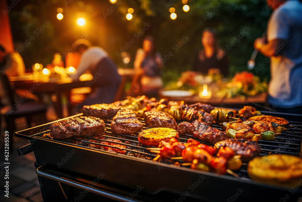 BBQ food party summer grilling meat in the afternoon of weekend happy party.