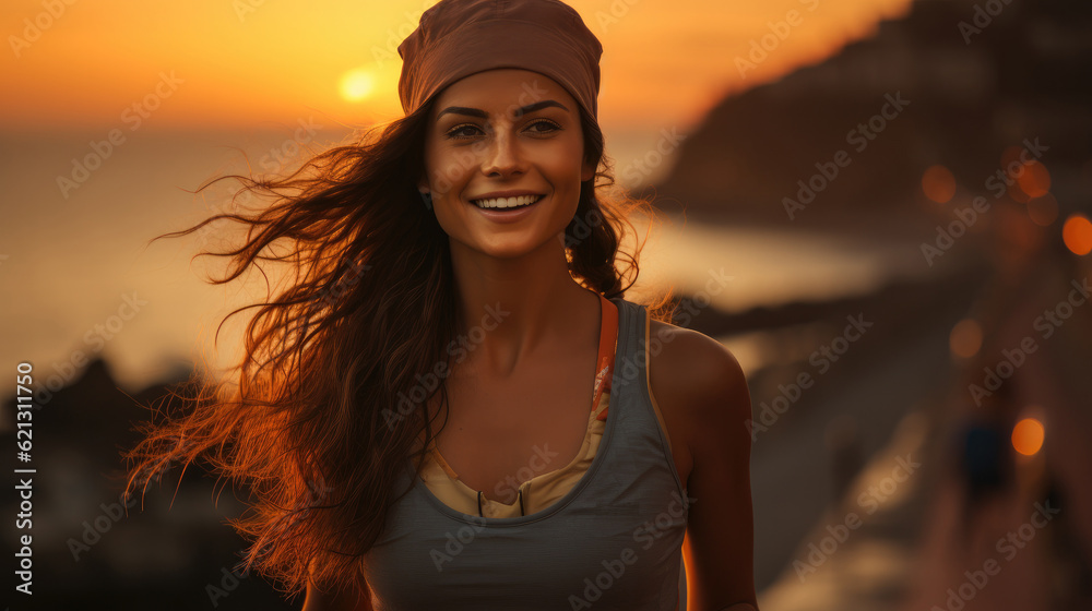 Portrait shot of a young woman enjoying while out for a run.