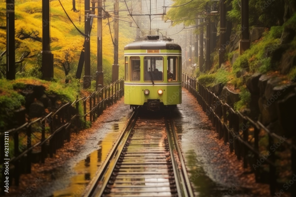 Electric tram to the top of Mountain, Tram funicular railway.