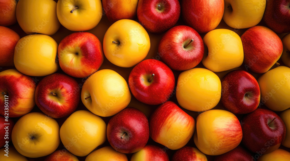 Background of red and yellow apples