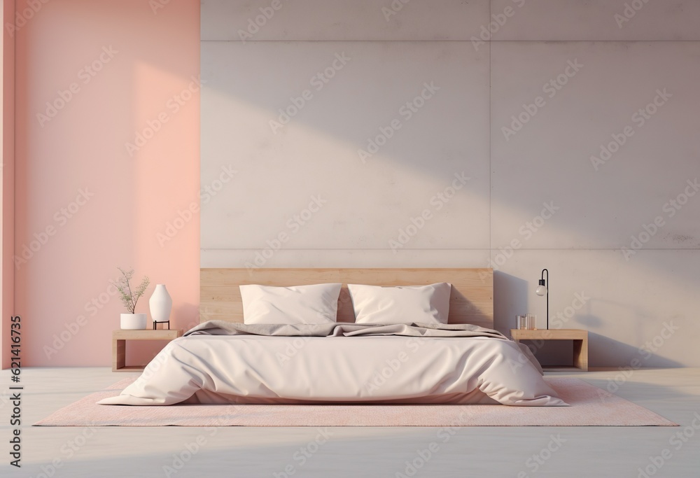 Minimal Bedroom Background. Contemporary Interior